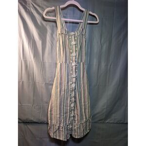 SUNCOO PARIS Striped Button Front Pinafore Dress Midi T2